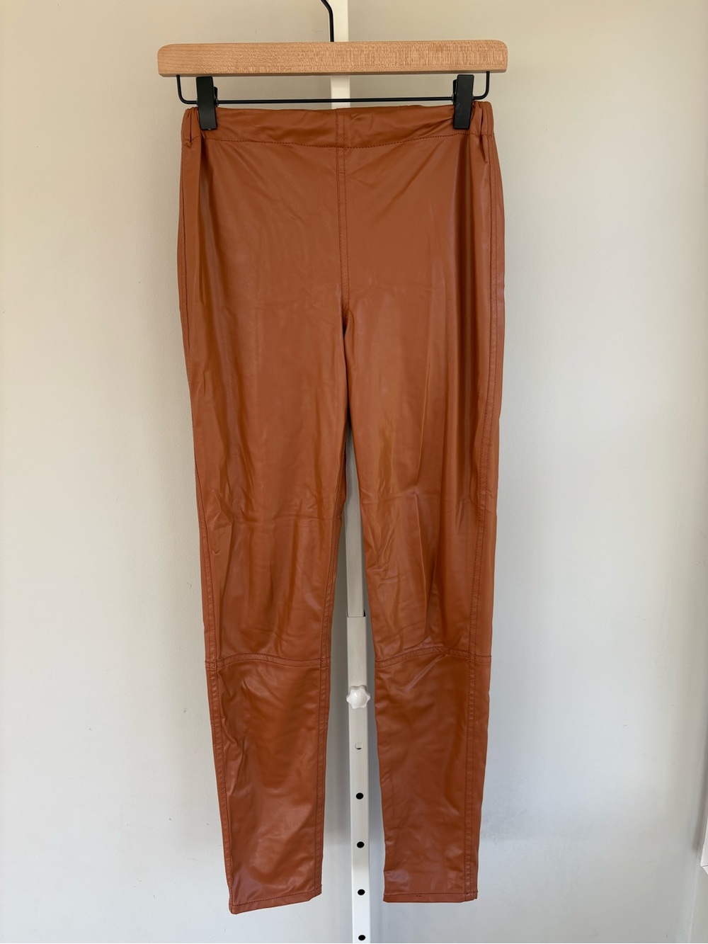 Jonathan Simkhai Vegan Leather Pants Cognac Brown High Rise Leggings Women’s S